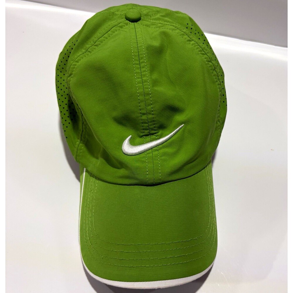 Nike Golf Green/White Adjustable Breathable Logo Golf Hat Cap One Size